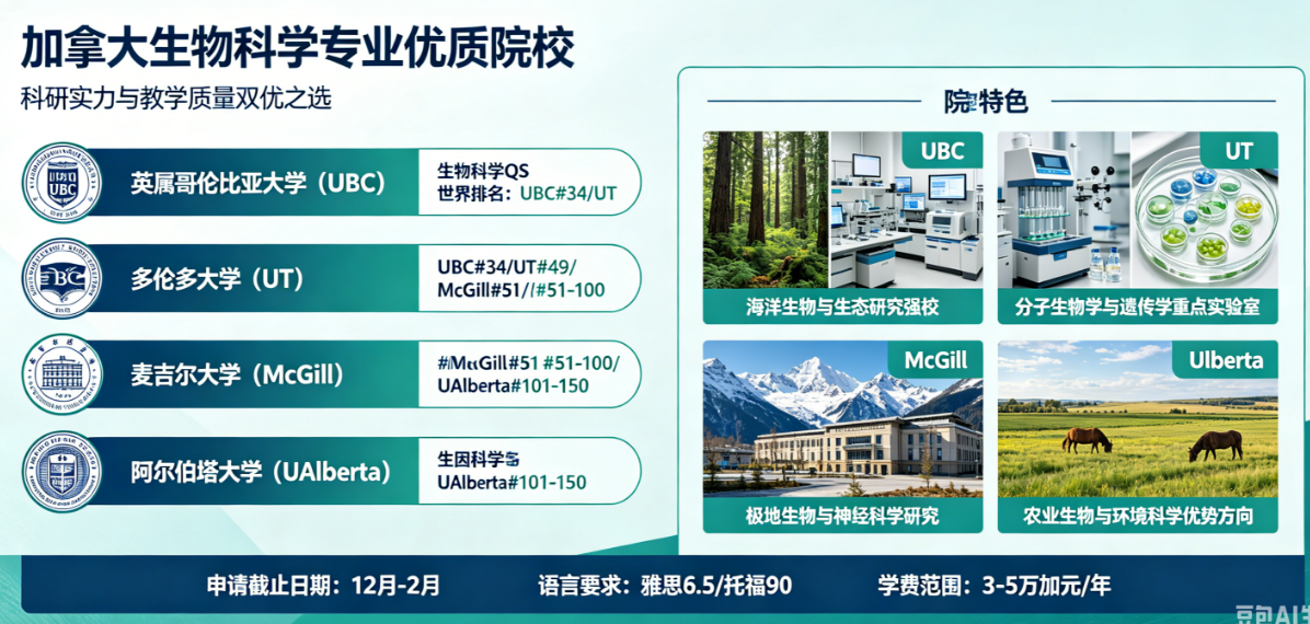 加拿大生物科学专业，优质院校推荐